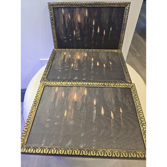 Ashland Lot 3 Midnight moon Framed Halloween Spooky Candles DECOR Haunted NEW - Picture 1 of 8